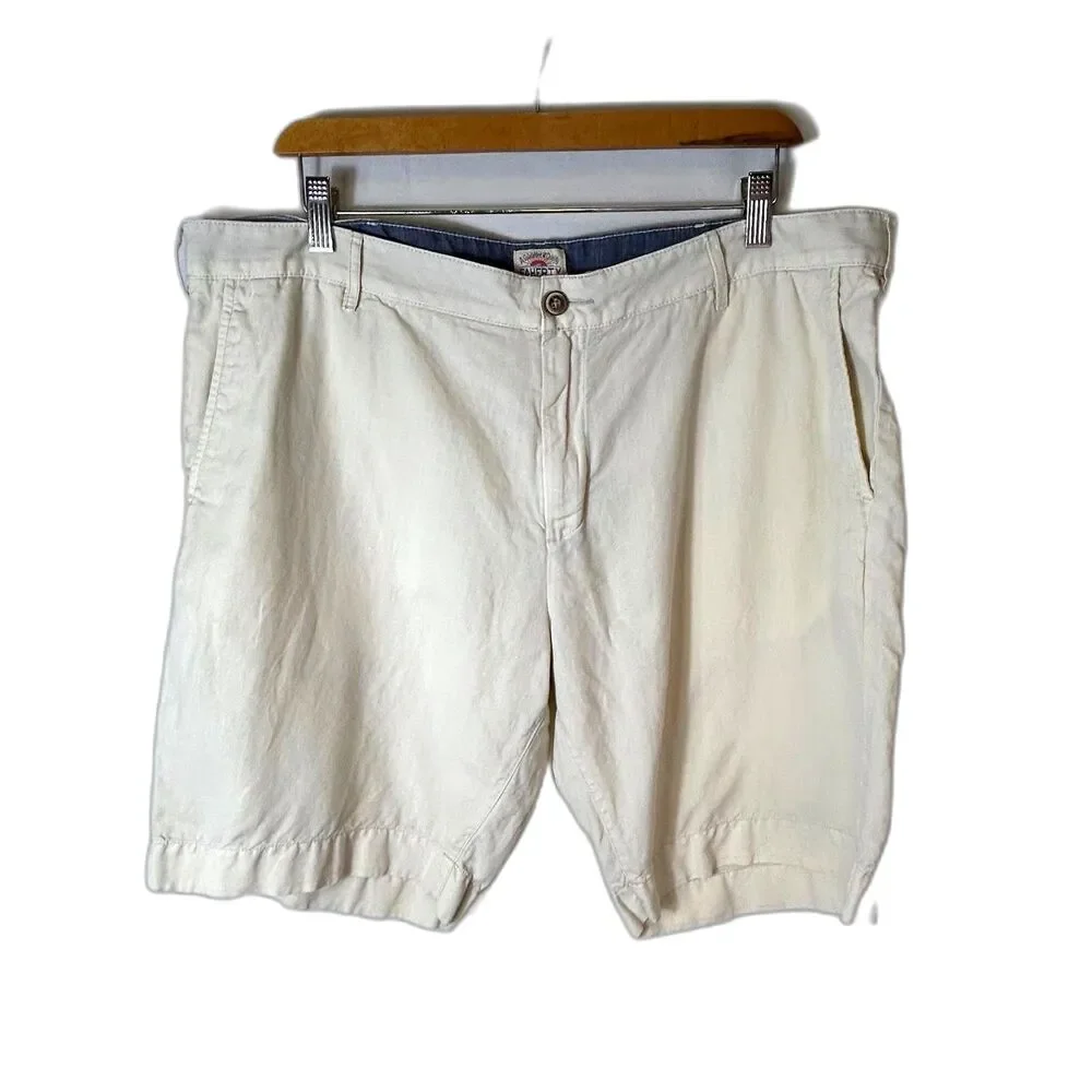 Faherty Men's Light Tan Linen Blend Flat Front 10